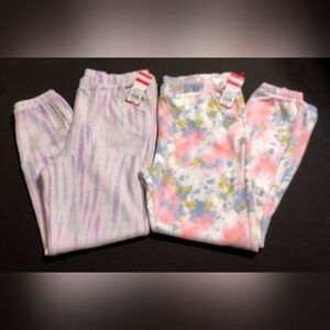 Girls XL Plus Fleece Pants Joggers PJ Bottoms Tye-Dye 2 Pair Lot 14 16 Soft New